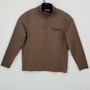 Age Of Wisdom Nicoby 1/4 Zip Brown Pullover Long Sleeve Sweater Men's Large $128